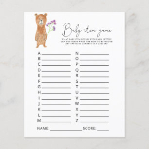 Papier Jeu d'article bébé ours. Jeu de baby shower