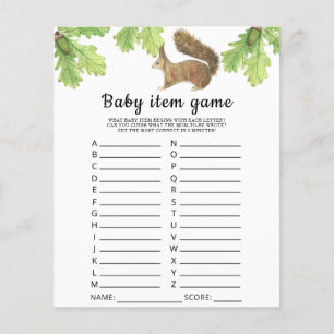 Papier Jeu d'article pour bébé écureuil. Jeu baby shower
