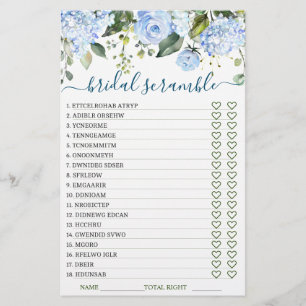 Papier JEU DE BABILLES DE MARIÉE Hydrangea Bleue DOUBLE F
