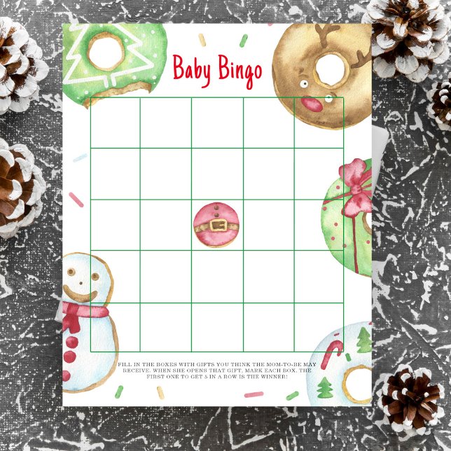 Papier jeu de Baby Bingo avec donuts et cookies de Noël (Créateur téléchargé)