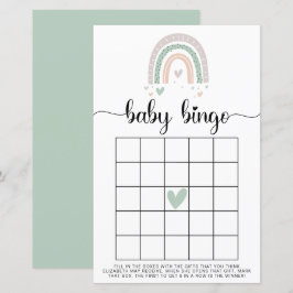 Papier Jeu de Baby Bingo Bohème Arc-en-ciel Sauge pour do