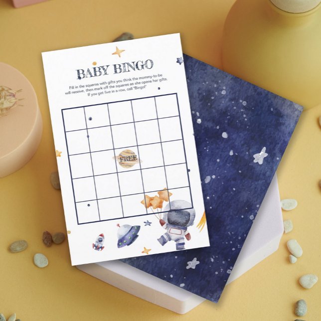 Papier Jeu de Baby Bingo pour la Fête Prénatale de Bébé F (Astronaunt Rocketship Baby Shower Baby Bingo Game)