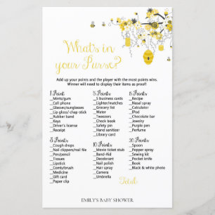 Papier Jeu de Baby Shower Abeille - Qu'y a-t-il dans votr