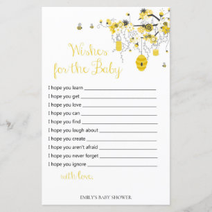 Papier Jeu de Baby Shower Abeille - Vœux pour Bébé