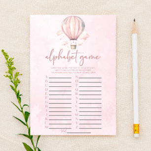 Papier Jeu de Baby Shower Alphabetique Montgolfière Rose