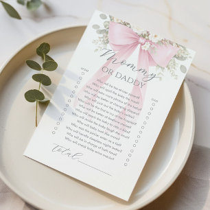 Papier Jeu de baby shower avec noeud floral rose pour mam