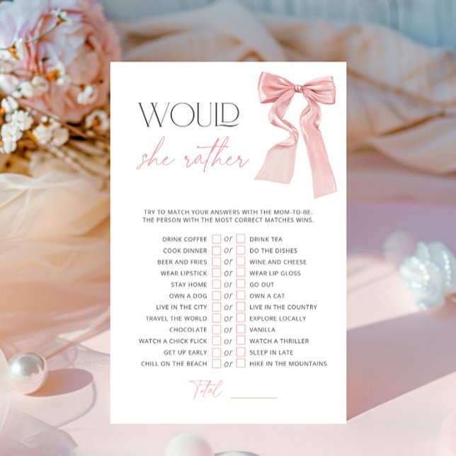 Papier Jeu de baby shower avec un nœud rose (Créateur téléchargé)