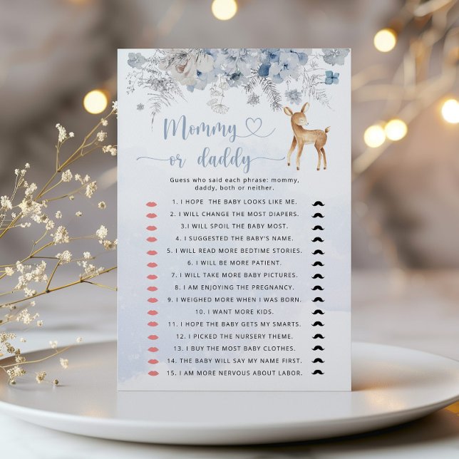 Papier Jeu de baby shower bière bleue d'hiver Maman ou Pa (Créateur téléchargé)