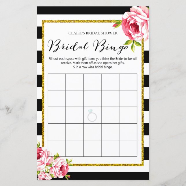 Papier Jeu de Baby Shower - Bingo de Mariage (Devant)