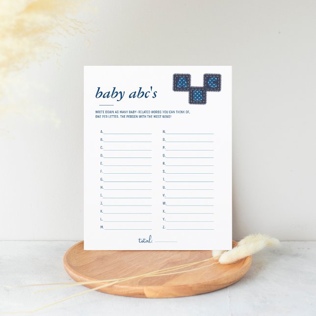 Papier Jeu de Baby shower Blue Jean | Bébé ABC (Créateur téléchargé)