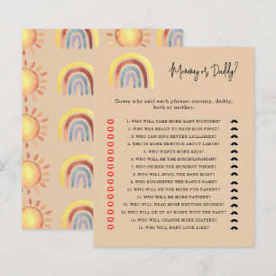 Papier Jeu de baby shower « Boho Rainbow maman ou papa »