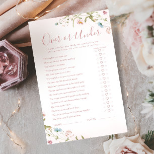 Papier Jeu de baby shower Boho Wildflower Over ou Under p
