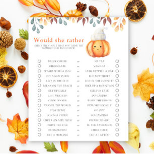 Papier Jeu de baby shower « Citrouille d'automne / Préfèr