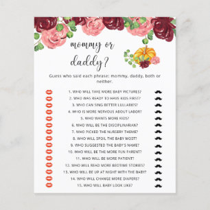 Papier Jeu de baby shower citrouille maman ou papa