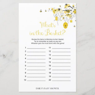 Papier Jeu de Baby shower d'abeilles - What's in the Bask
