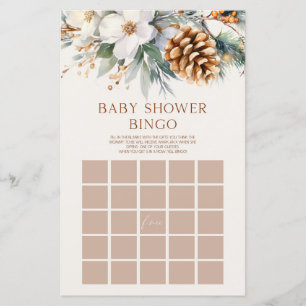 Papier Jeu de Baby shower de Bingo Floral de pin d'hiver
