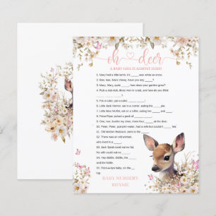 Papier Jeu de Baby shower de cerfs de Woodland