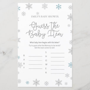 Papier Jeu de Baby shower de flocon de neige d'hiver IMPR