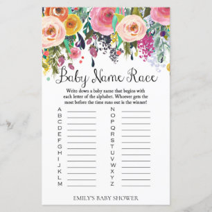 Papier Jeu de Baby shower de jardin fleuri IMPRIMÉ