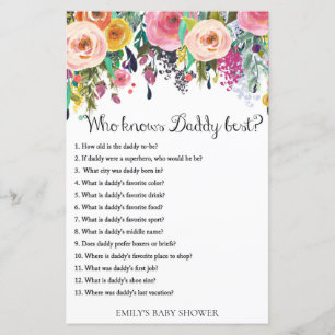 Papier Jeu de Baby shower de jardin fleuri IMPRIMÉ