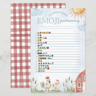 Papier Jeu de Baby shower de la ferme Emoji Pictionary