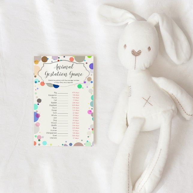 Papier Jeu de Baby shower de la manifestation animale | R (Créateur téléchargé)