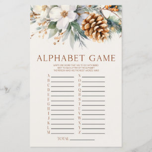 Papier Jeu de Baby shower de l'alphabet floral de l'arbre