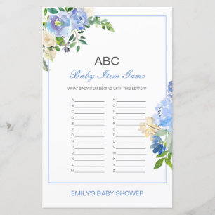 Papier Jeu de Baby shower de l'élément Alphabet modifiabl