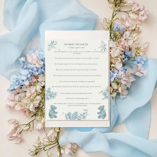 Papier Jeu de Baby shower de l'ours et du lapin en toile 