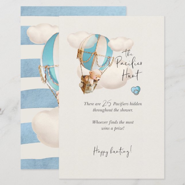 Papier Jeu de Baby shower de l'ours - Le signe de chasse  (Devant / Derrière)