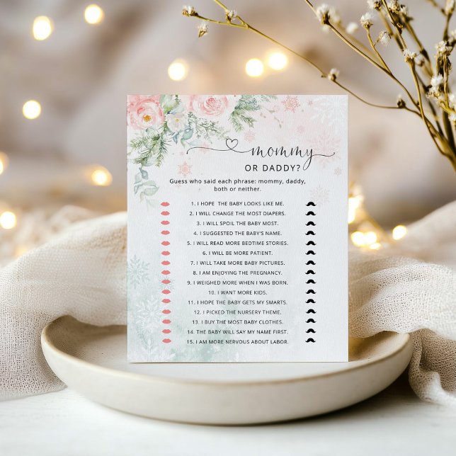 Papier Jeu de baby shower de maman ou papa rose d'hiver (Créateur téléchargé)