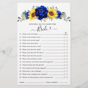 Papier Jeu de Baby Shower de mariage Royal Blue Rustique 