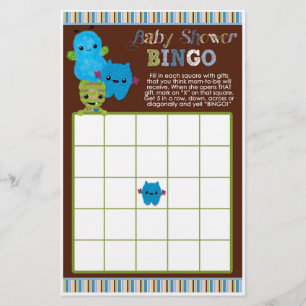 Papier Jeu de Baby shower de Monstres de Boo Jeu BINGO Ca