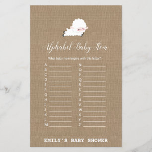 Papier Jeu de Baby shower de petit agneau IMPRIMÉ