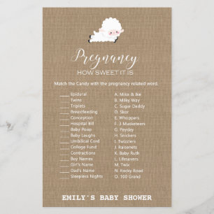 Papier Jeu de Baby shower de petit agneau IMPRIMÉ
