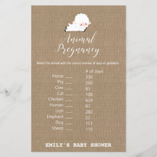Papier Jeu de Baby shower de petit agneau IMPRIMÉ