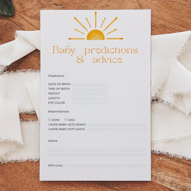 Papier Jeu De Baby shower De Prédictions Et Conseils Pour (Créateur téléchargé)