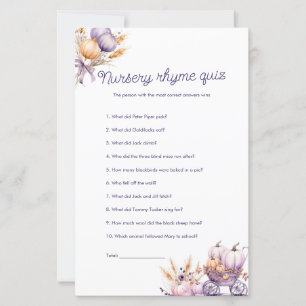 Papier Jeu de Baby shower de quiz de rime de Citrouille p