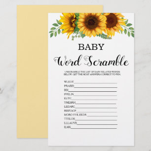 Papier Jeu de Baby shower de tournesol Word Scramble