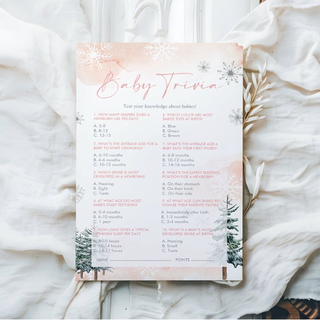 Papier Jeu de Baby shower de Trivia pour bébé d'hiver (Créateur téléchargé)