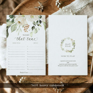 Papier Jeu de Baby Shower : Devine la chanson Fleurs blan