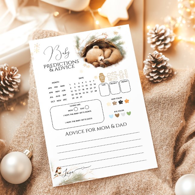 Papier Jeu de Baby shower d'hiver de l'ours des bois à l' (Créateur téléchargé)