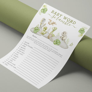 Papier Jeu de Baby shower Dinosaur 'Word Scramble'