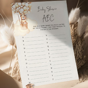 Papier Jeu de Baby shower d'ours ABC