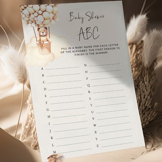 Papier Jeu de Baby shower d'ours ABC (Créateur téléchargé)