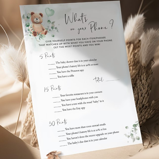 Papier Jeu de Baby shower d'ours - Ce qui est sur votre t (Créateur téléchargé)