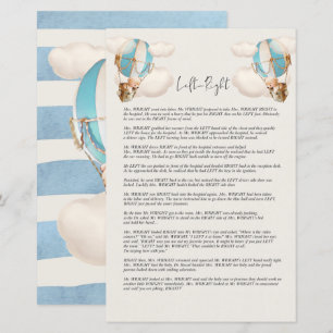 Papier Jeu de Baby shower d'ours - gauche et droite