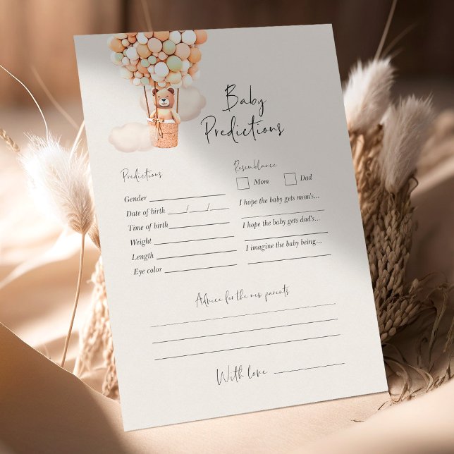 Papier Jeu de Baby shower d'ours - Prédictions de bébé (Créateur téléchargé)