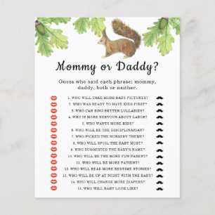 Papier Jeu de baby shower écureuil - maman ou papa