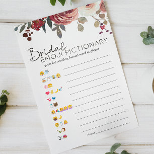 Papier Jeu de Baby Shower Emoji Pictionary Rose Rouge et